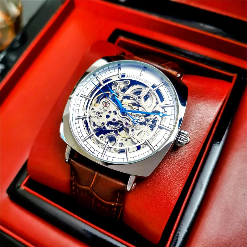 Stainless Steel New Full Skeleton Tourbillon Luminous Waterproof Self-Wind Automatic Mechanical Watch for Men