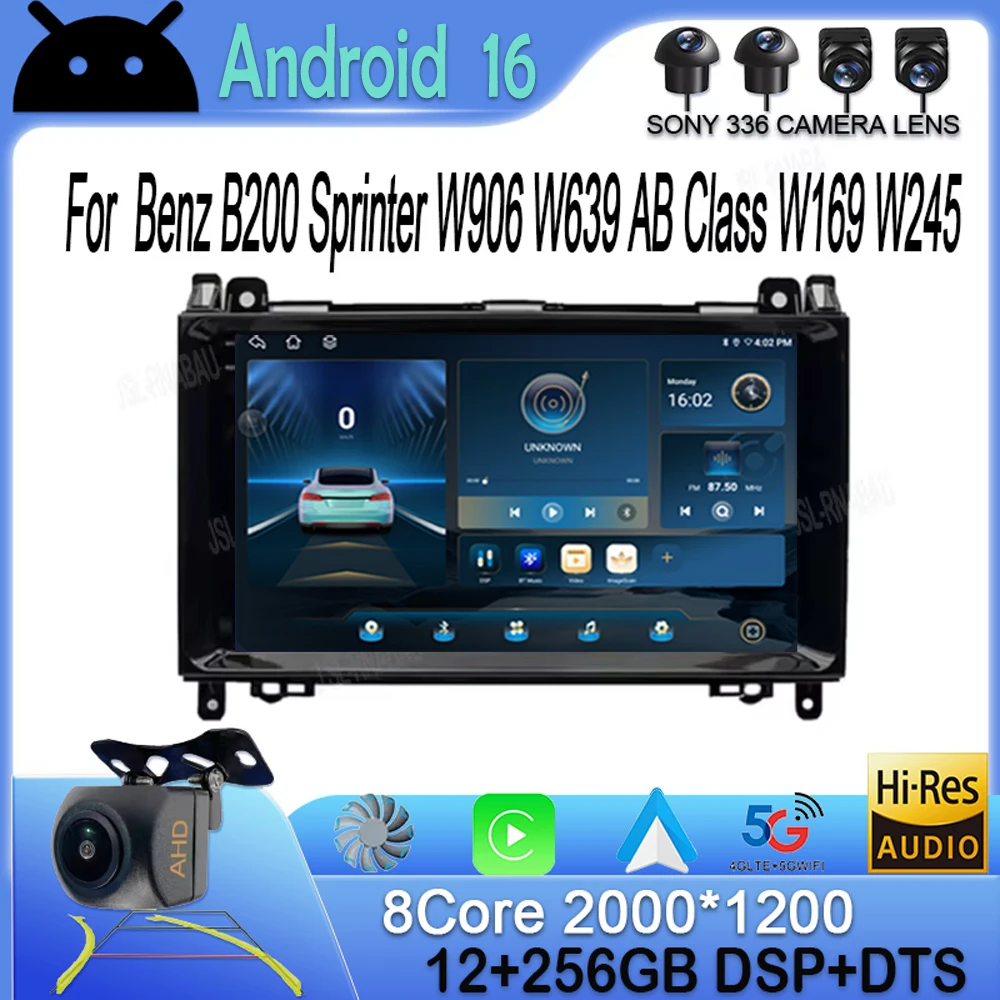 

Android 16 Car Radio For Mercedes Benz B200 Sprinter W906 W639 AB Class W169 W245 Viano Vito Multimedia Player 2 Din Stereo DSP