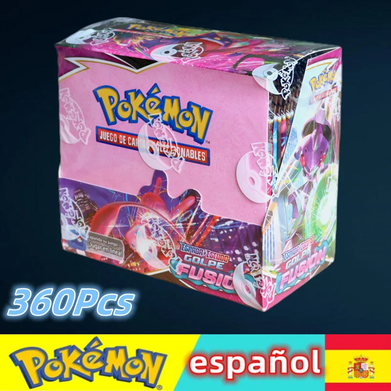 Tarjeta de Pokémon español de 60-360 Uds., caja de refuerzo de fusión de voltaje vivo, juguete de colección, regalo de cumpleaños para niños