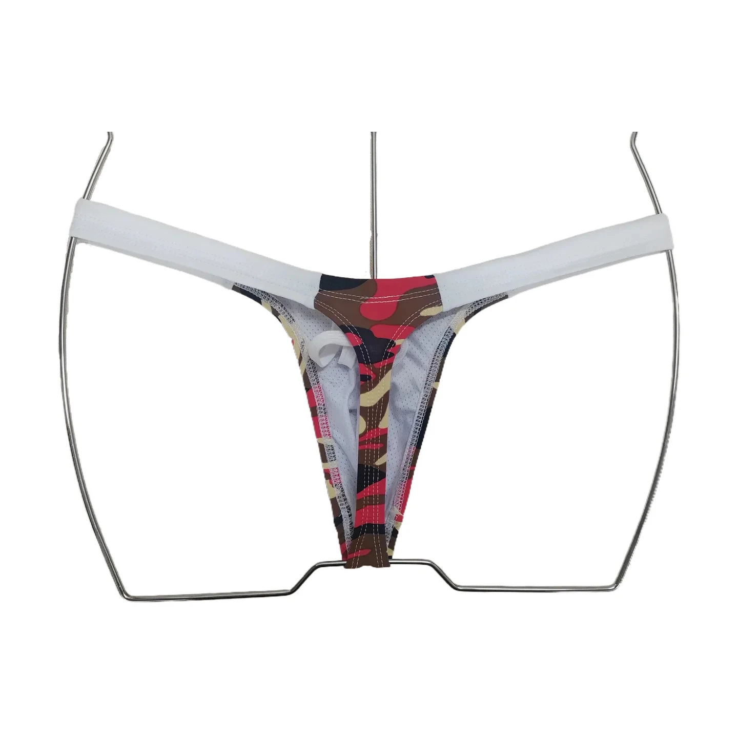 BOYTHOR Men's Thong Swimsuit Quick-Dry Narrow-Edge Drawstring Camo Pattern Beach Thong Swimsuit