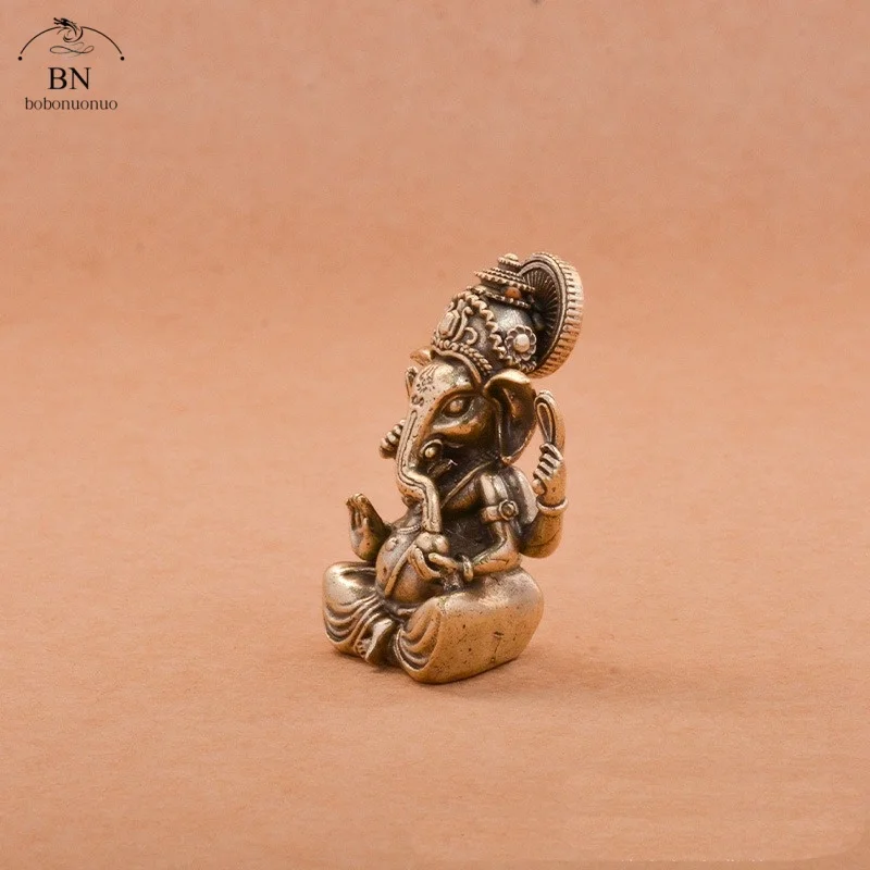 الرجعية النحاس الرب غانيشا تمثال بوذا الحلي الفيل الهندوسية الله النحت التماثيل ديكور غرفة مكتب المنزل تماثيل بوذا