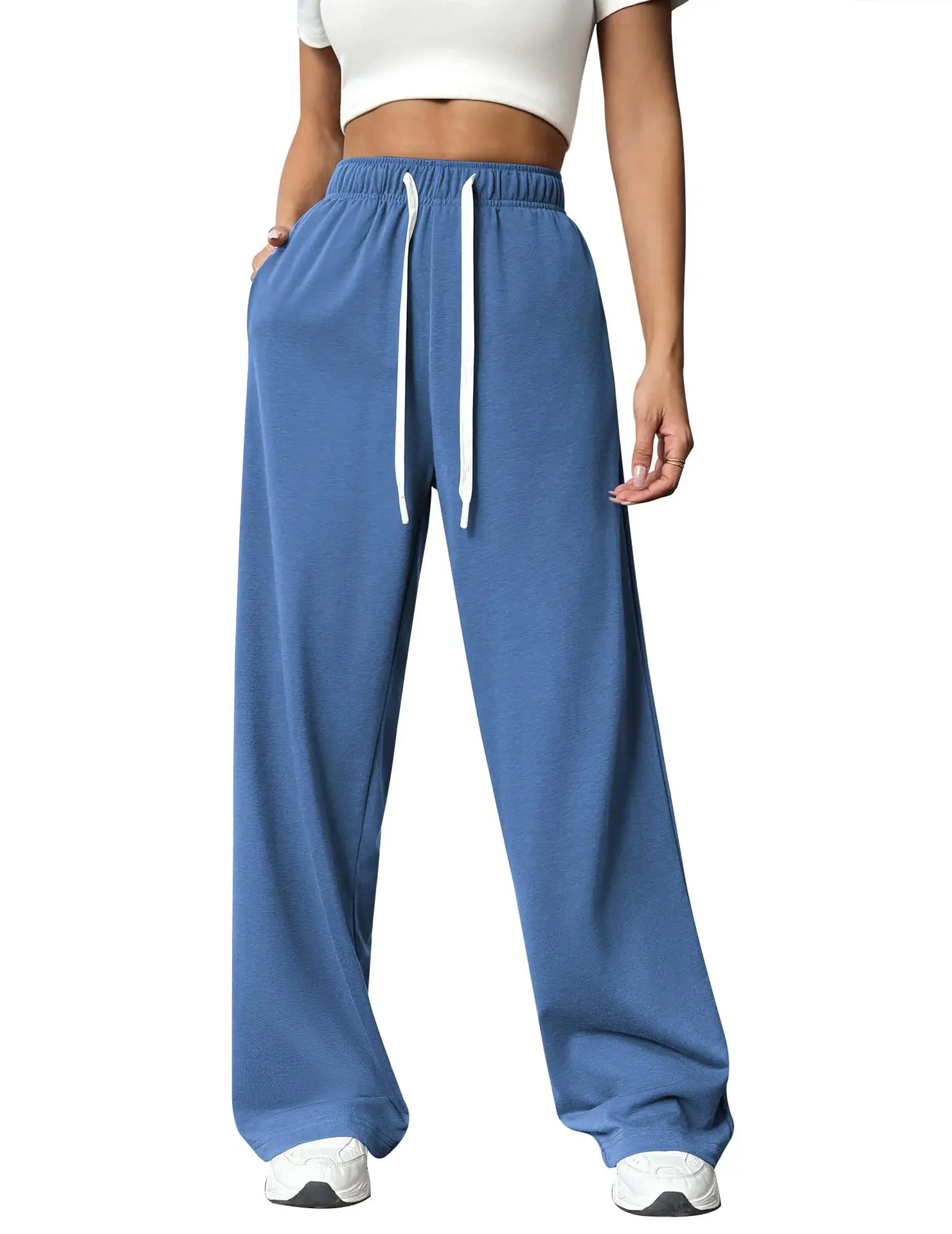 

Women Classic Sweatpants Wide Leg High Waisted Autumn Winter Pants Casual Drawstring Long Trousers Casual Comfy Femme Pantalones