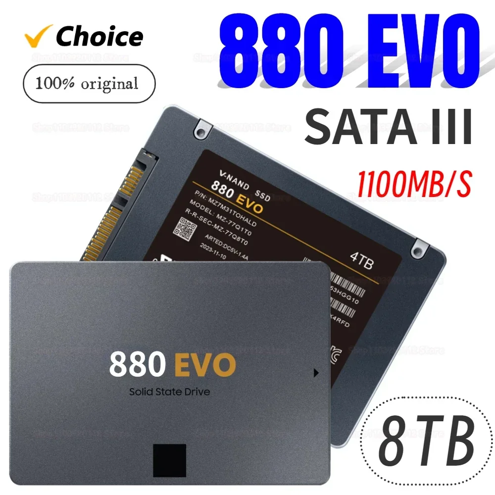 

2024 Новый SSD 880 EVO 1TB 2 ТБ 4TB 8TB Внутренние твердотельные диски, жесткий диск SATA 3,0 MLC 2,5 дюймов для ноутбука, настольного ПК PS4 PS5