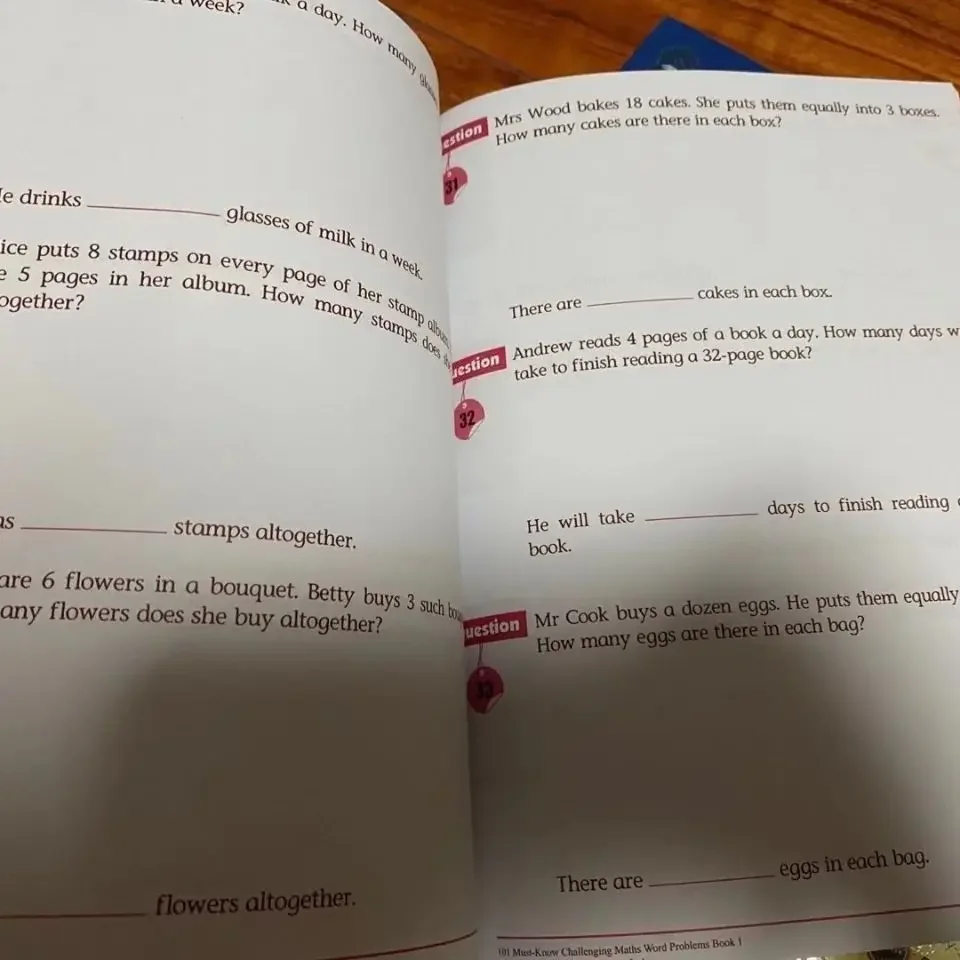 6 Books/Set SAP 101 Challenging Maths Word Problems Singapore Primary School Grade 1-6 Math Teaching Practice Book Textbook