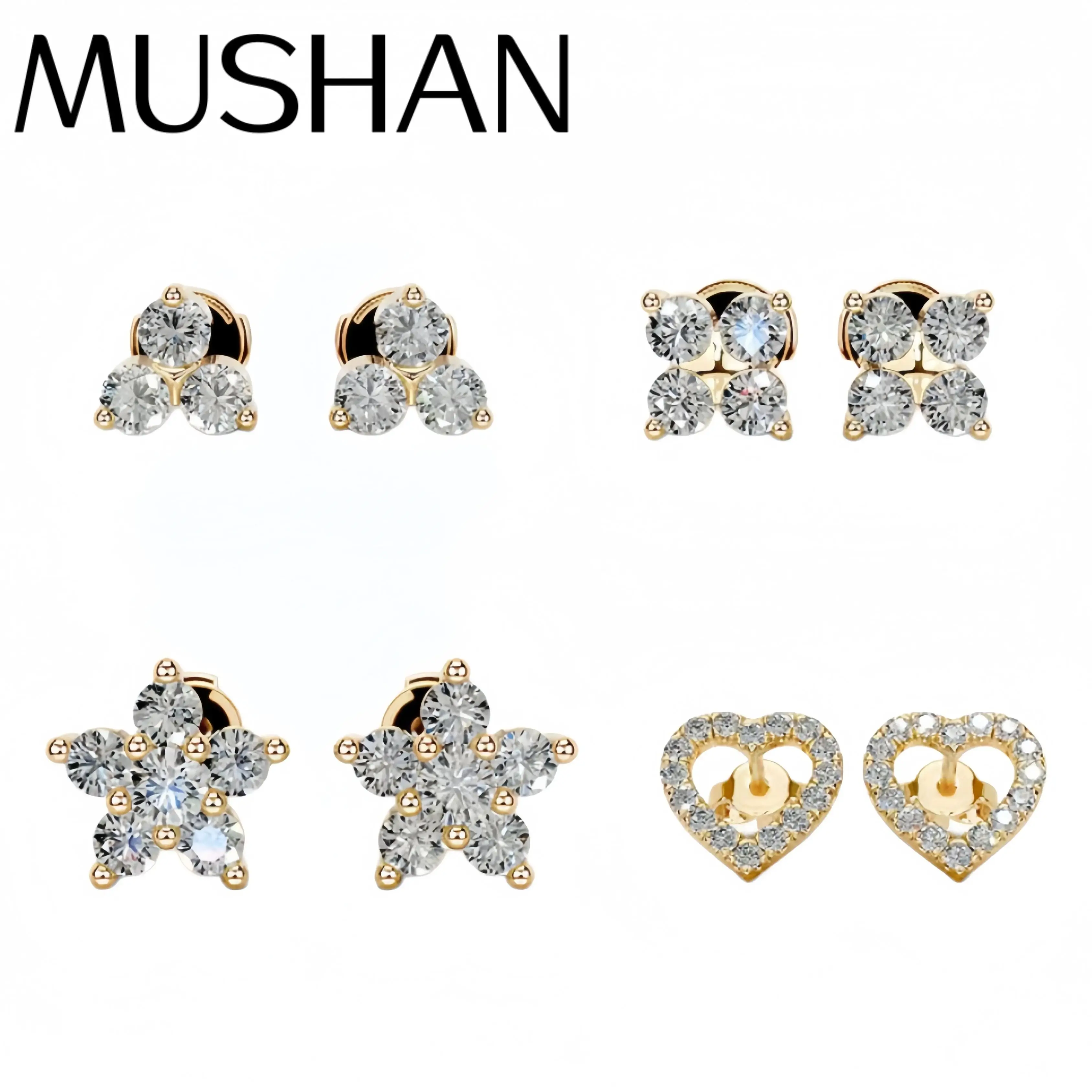 

MUSHAN Bespoke Luxury Jewelry 925 Sterling Silver Stud Earrings D Color VVS1 Moissanite Diamond Earrings for Women MST Patent