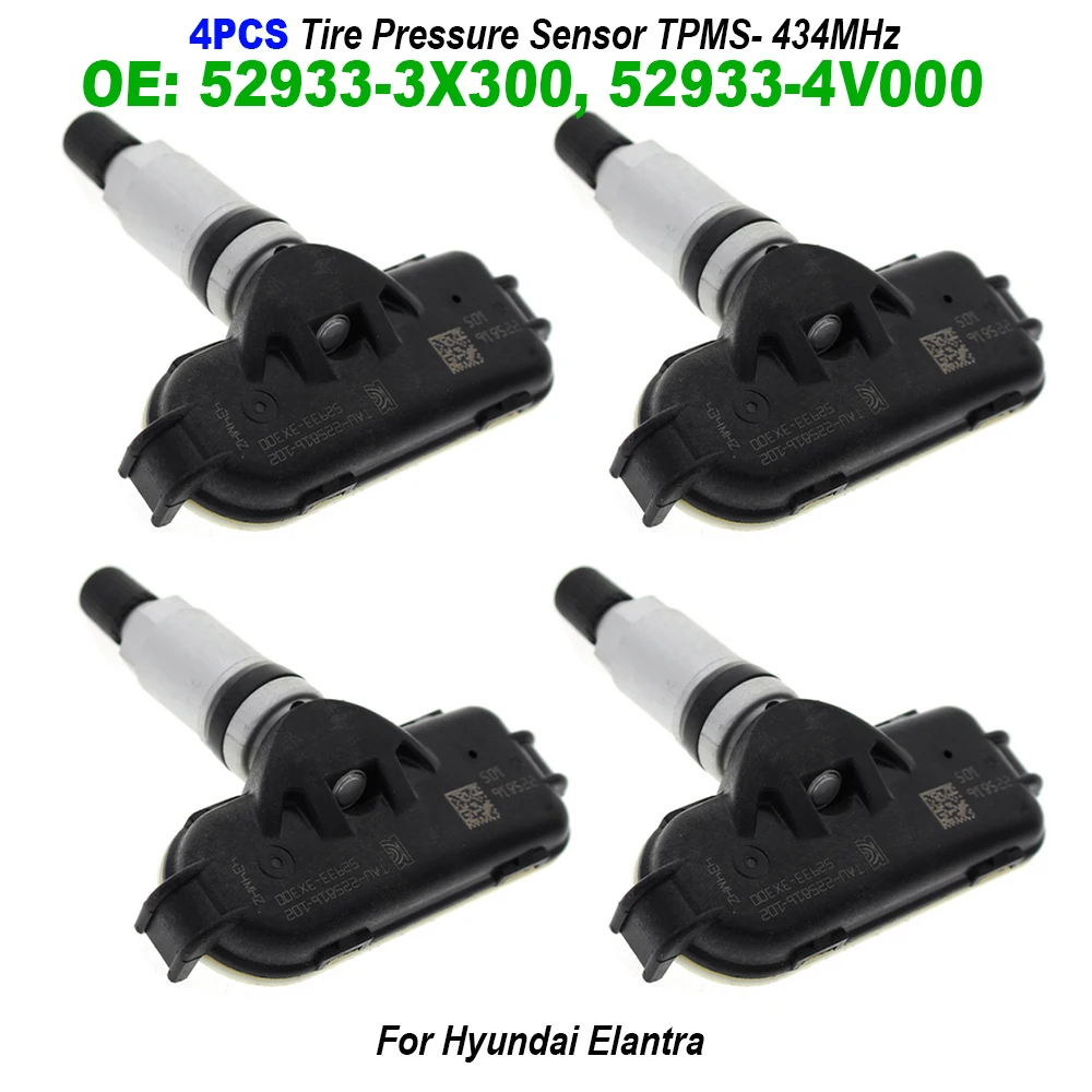 

4PCS 52933-3X300 2933-4V000 Tire Pressure Monitoring Sensor TPMS 434MHz 529333X300 529334V000 For Hyundai Elantra