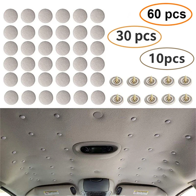 10/30/60pcs Car Interior Roof Buckles Headliner Ceiling Cloth Fixing Screw Care Fabric Buckle Rivets Retainer Cap Repair Tool