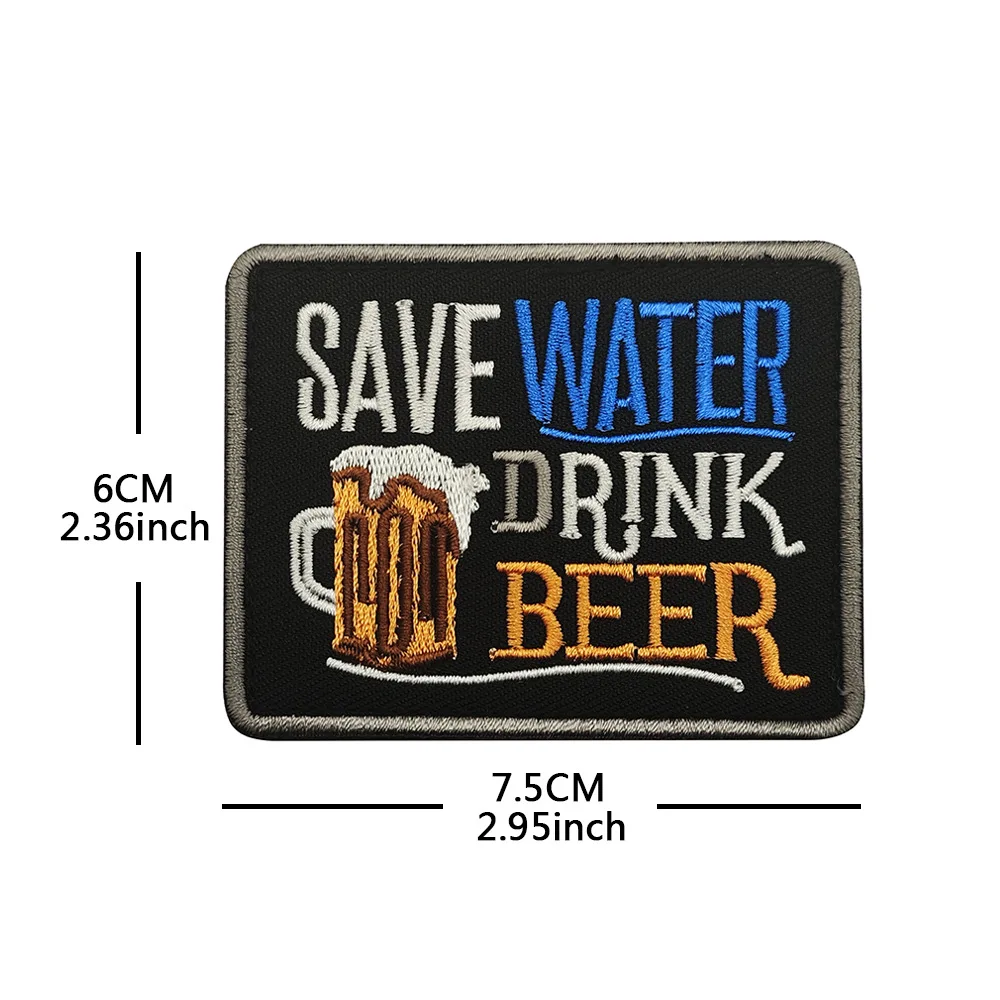 Parches motivacionales bordados del alfabeto inglés, rayas Chevron con apliques de cerveza