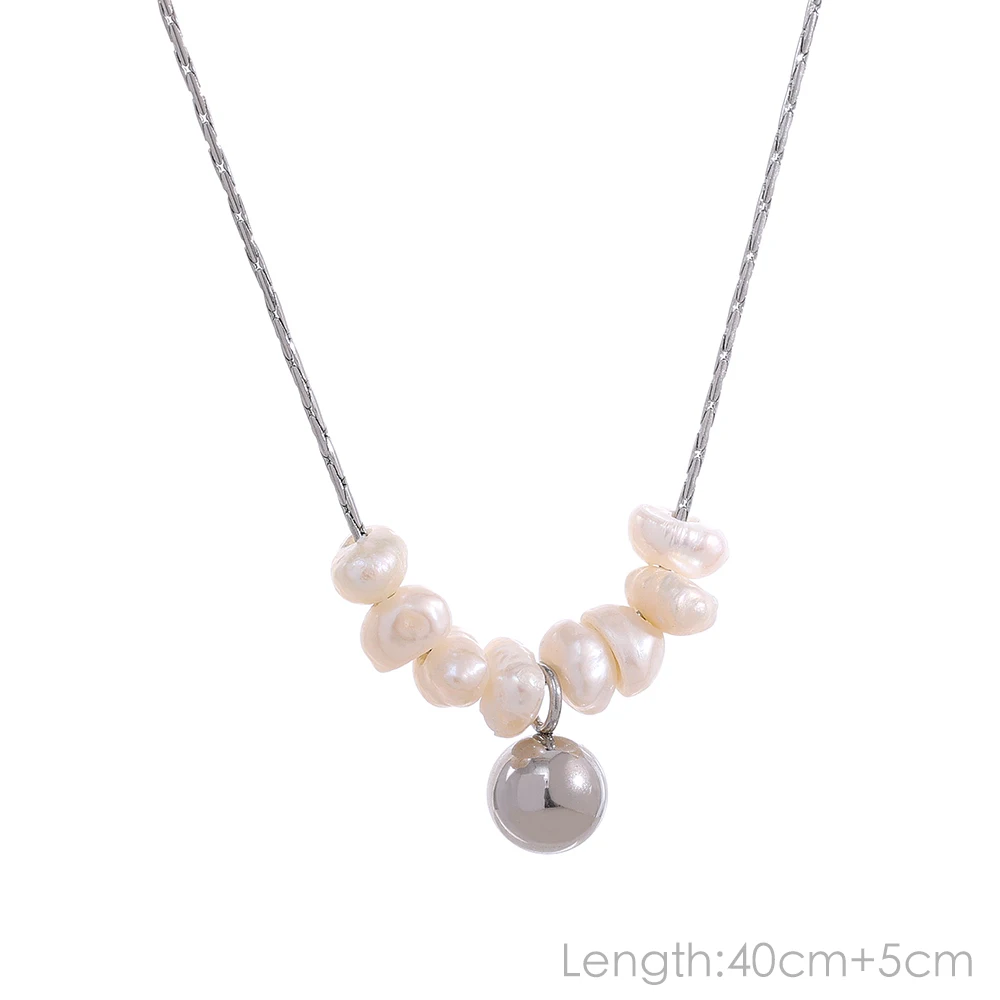 Yhpup Anlauffreie natürliche Perlen, schicke, exquisite Halskette, dünne Kette, Edelstahl, minimalistischer Charm-Kragen, Schmuck für Damen