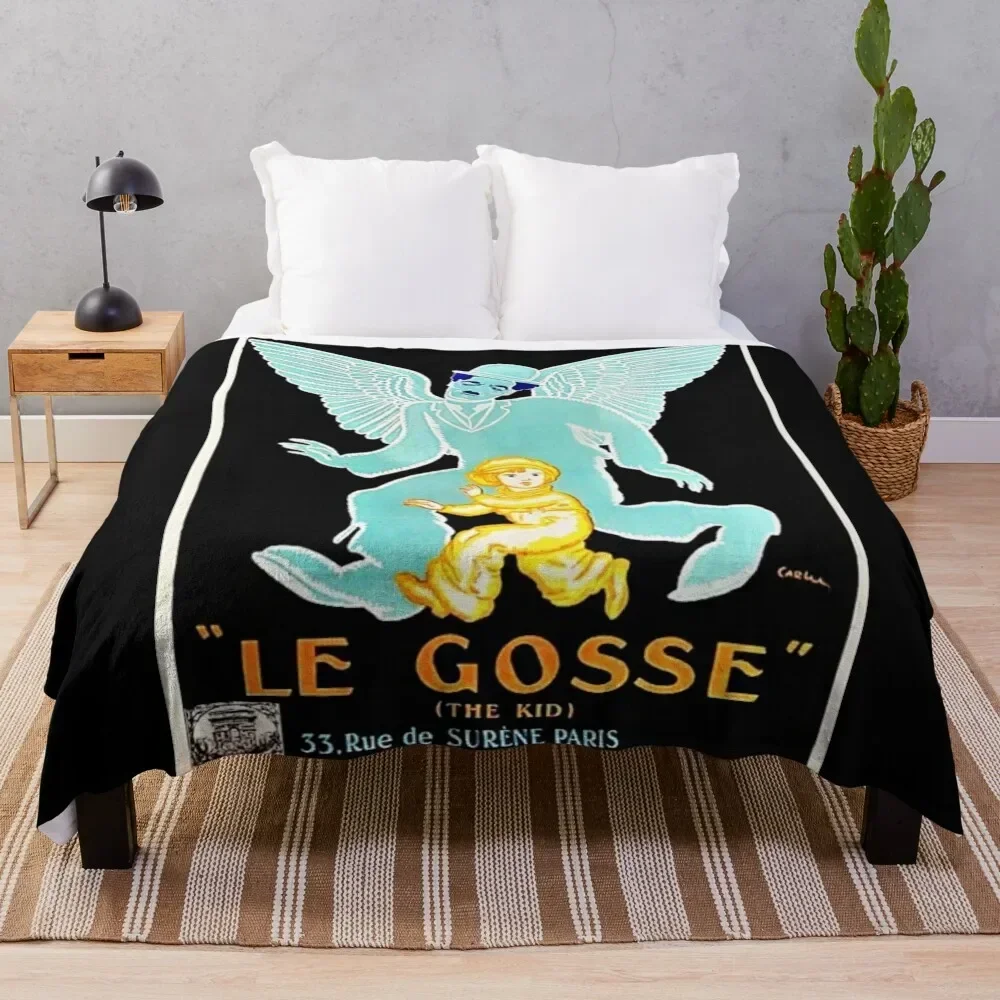 

Vintage 1921 Charlie Chaplin Movie Poster Le Gosse (The Kid) by Jean Carlu Throw Blanket Cozy Napping Blanket Gift for Mom Dad