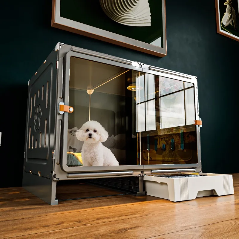 Dog cage with toilet Separation dog villa dog cage, small dog one room, one living room and one bathroom kennel