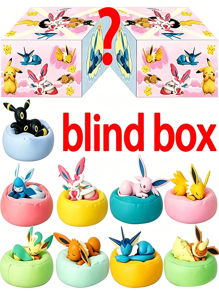 Heiß begehrte Anime-Figur Eevee Multi-Form-Serie Blindbox Desktop-Dekoration Ornament-Set Spielzeug Szenenbauteile Überraschungsgeschenk