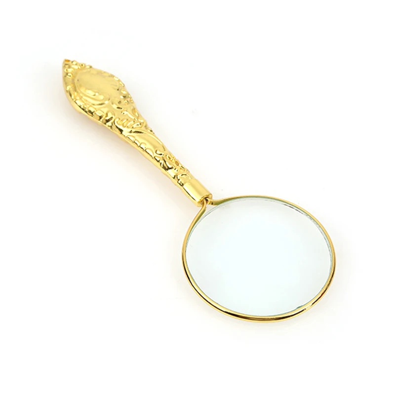 Retro 5X Magnifying Glass Handheld Magnifier Wooden Handle Optical Eye Loupe