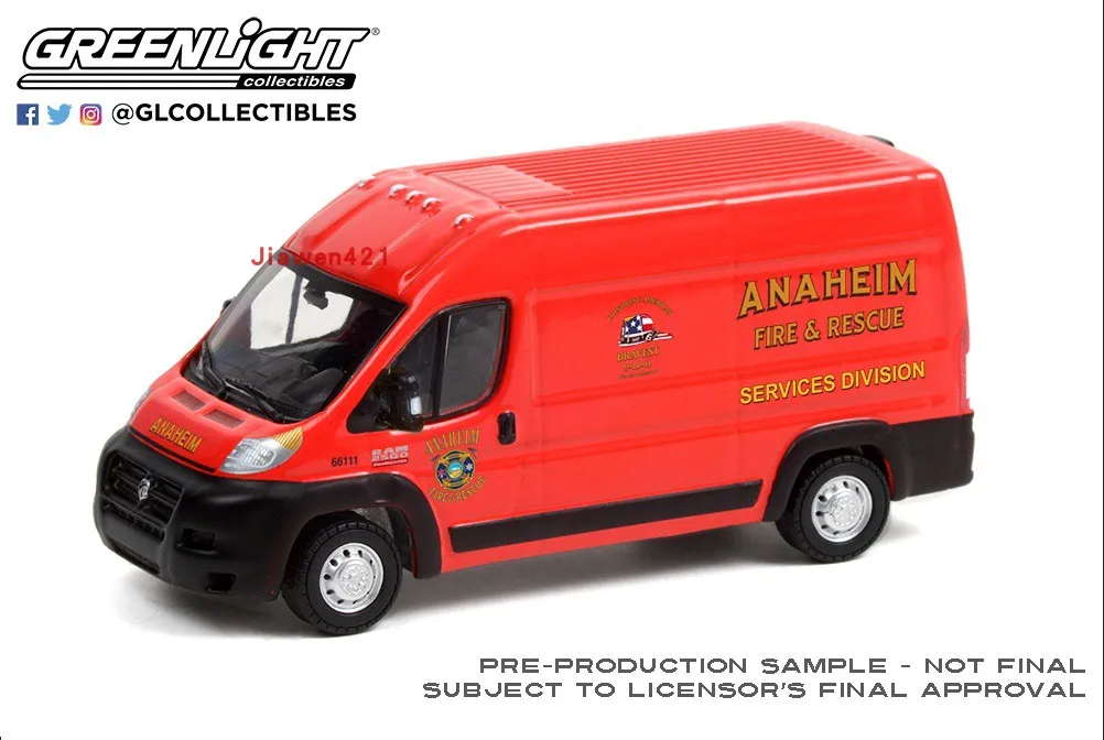 

Green Light 1:64 2018 Ram ProMaster 2500 Fire Rescue Vehicle Collection Toys Small Gifts Model Wall Hanging