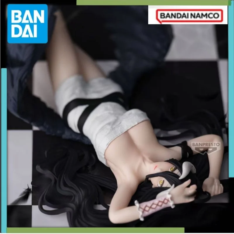 Bandai original anime modelo figura de ação overlord puro branco diabo albedo relaxar tempo presente natal modelo colecionável