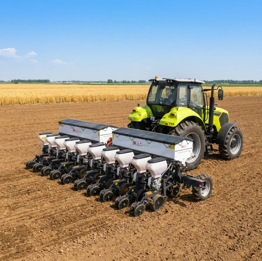 【Hot】Professional 12 Row Agricultural Seeder Vacuum Precision Planter with Gearbox Motor Drive Adjustable Line Spacing