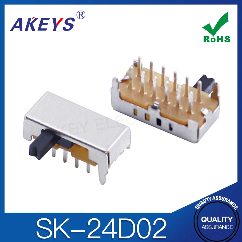 

10 шт. SK-24D02 (2P4T) циферблатный переключатель, 4 положения, 2 фиксированные ножки, 12-контактный горизонтальный разъем питания