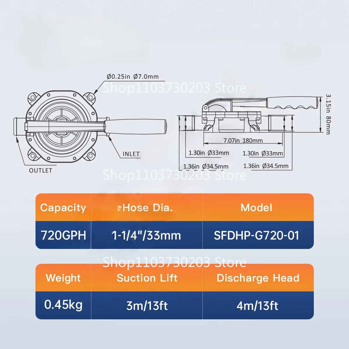 SEAFLO Marine Boat Manual diaphragm hand Bilge Pump with Water Transfer and Self-Priming, High-Flow, Suitable for Wine and Juice