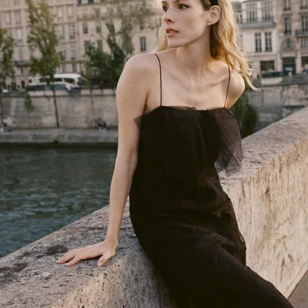 

Sexy Bla Lace ter Ne Spring Dr Hepburn Sle See tough Knot a Line Skirt High Waist Polyester Fiber