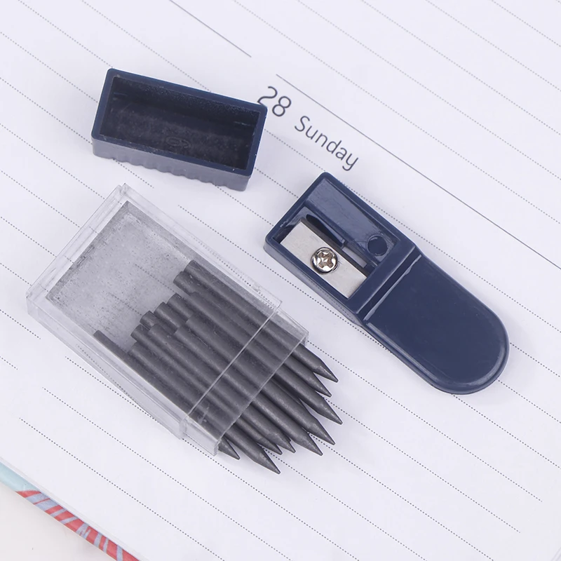Nuevo 1 Juego de sacapuntas de puntero Mine Compas, papelería de plomo, núcleo de brújula con almacenamiento Manual portátil de oficina de 2mm