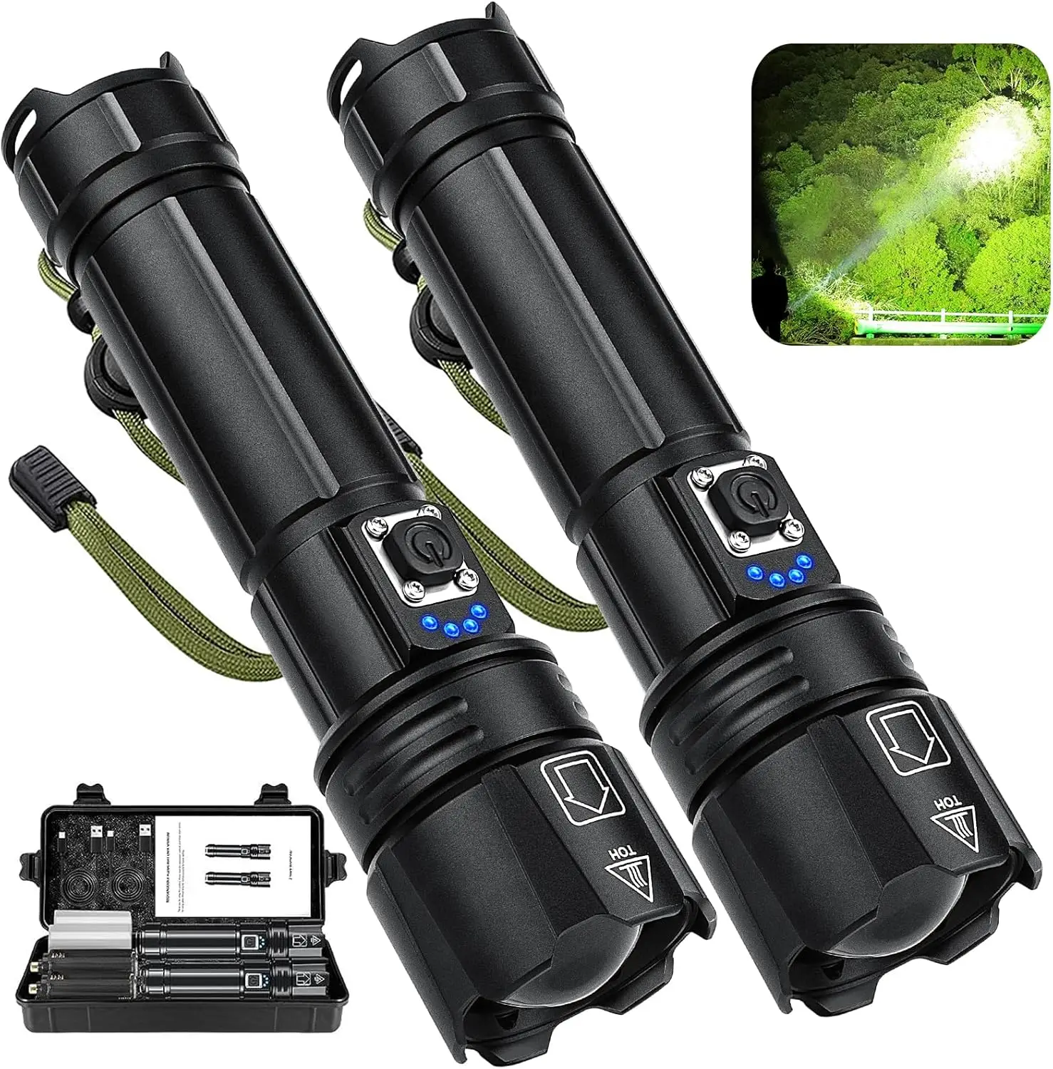 

Super Bright FlashLight High Powered Flashlights, Waterproof Flash light with Cases for Emergency Camping (2PCS)