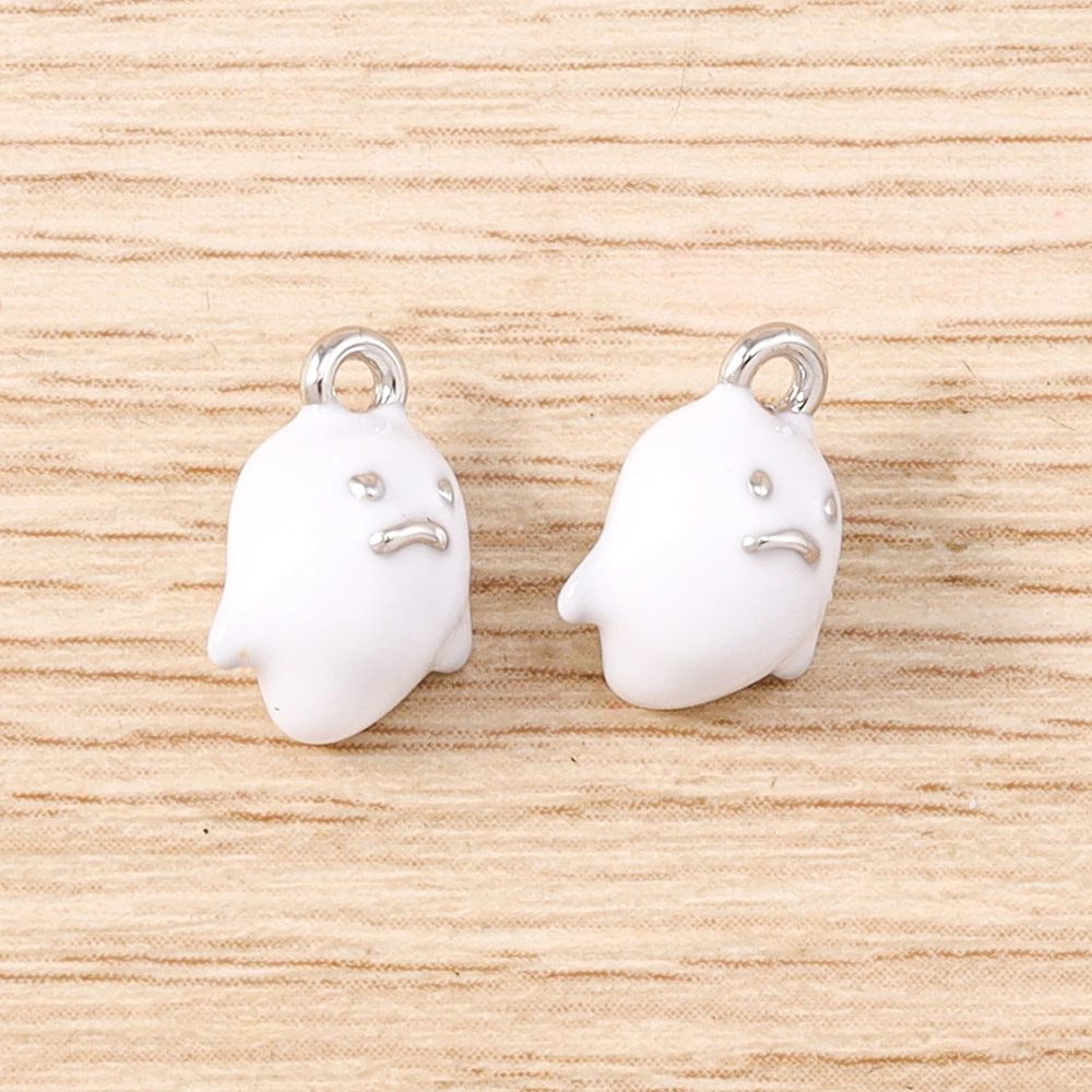 Tusember 5 Stück Halloween-Geister-Anhänger, niedliche Geister-Anhänger, baumelnde Charm-Perlen, passend für Original-Armbänder aus 925er Sterlingsilber, DIY-Schmuck – Detail 4