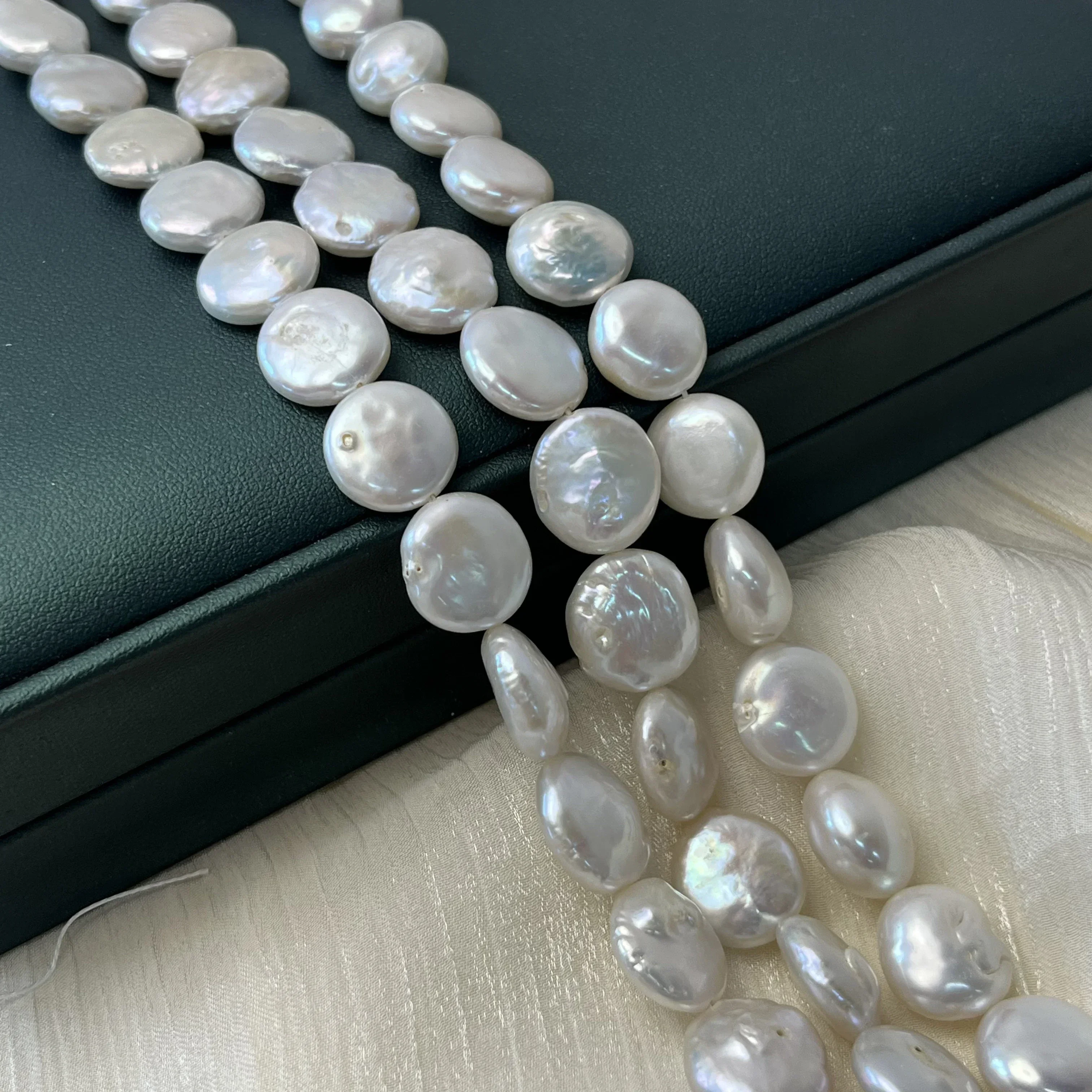 

10-11mm AAAAA Natural FreshwaterWhite Button Oval Pearl Bead Jewelry Make DIY Necklace Bracelet Accessories Gift Wedding Women