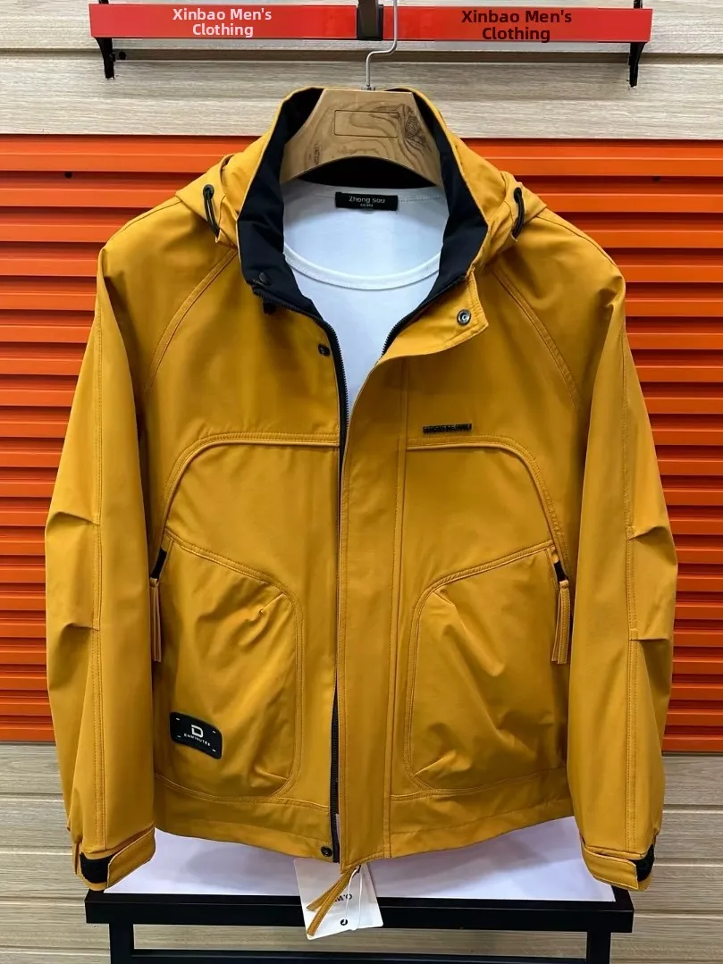 

Spring Autumn Men's New Detachable Hooded Jacket Casual Fashionable Versatile High-End Feeling Standard Fit Long Sleeve Zipper