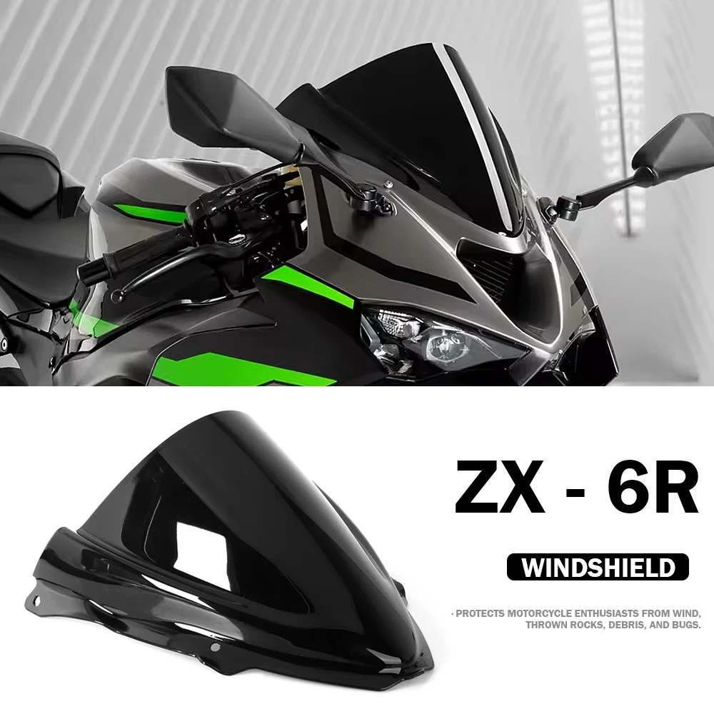 

Windscreen Windshield For Kawasaki NINJA ZX6R ZX-6R ZX 6R Ninja 2024 2025 Motorcycle Wind Deflector Double Bubble Wind Screen