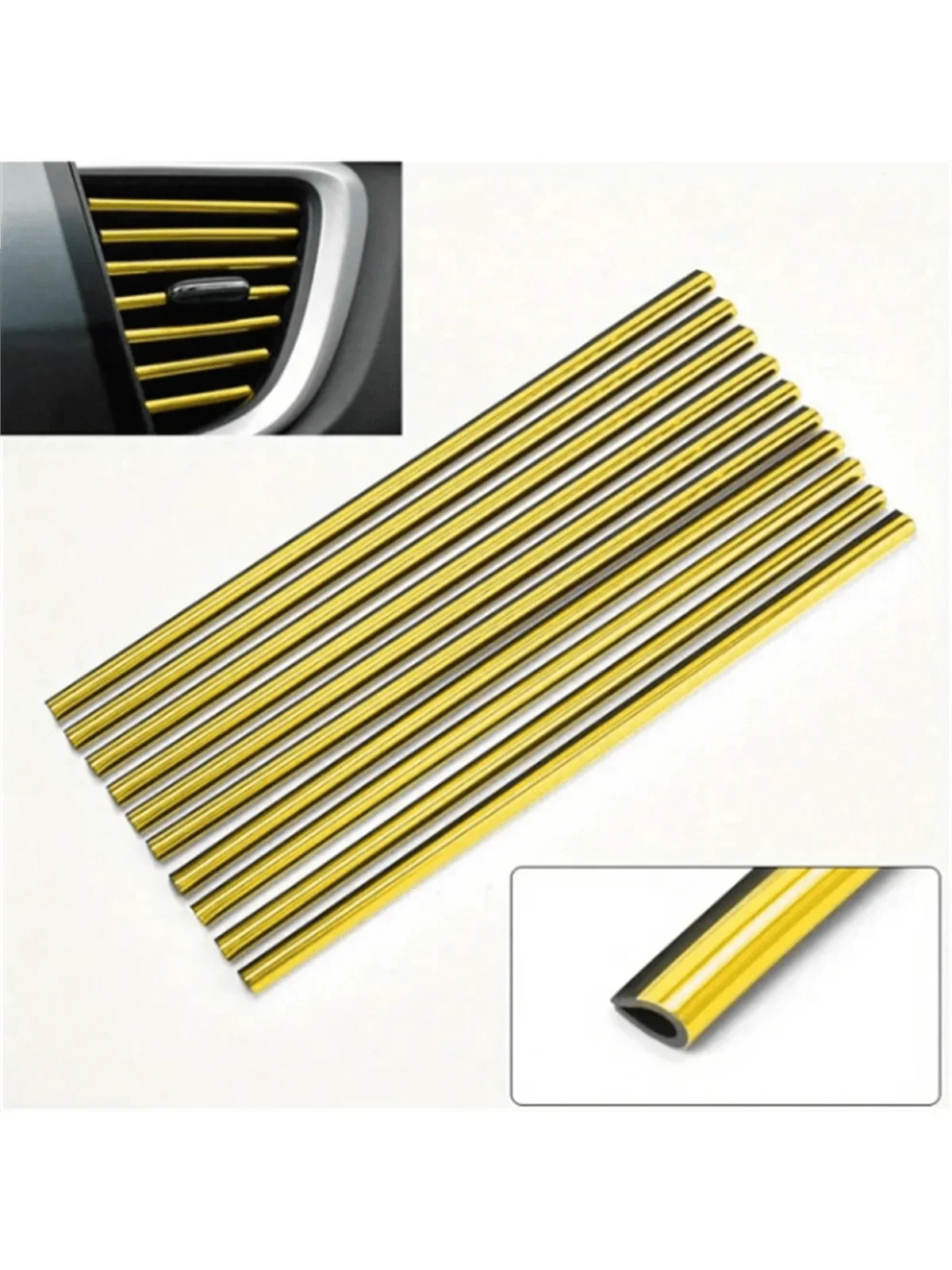 

10pcs 20cm Car Air Vent Decorative U-Shaped Trim Strip Styling Accessory