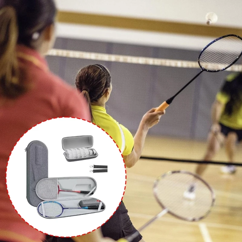

77UF Multiunctional Badminton Equipment Bag Hardhell Racket Carrying Bag Shuttlecock Storage Case for Beginner Professional
