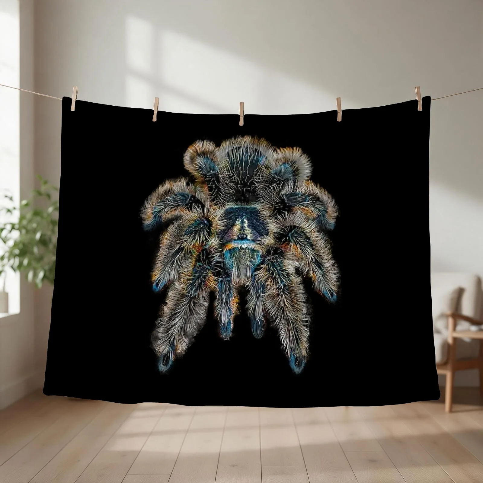 Curly Hair Wooly Tarantula Spider Throw Blanket couch cozy soft plush fuzzy picnic outdoor blanket