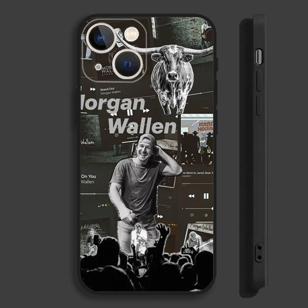 Singer Morgan W-Wallen Phone Case For iPhone 16,15,14,13,12,11,Pro,Max,Plus,Mini,X,XS,XR,8,7,6,S,SE Soft Black Case