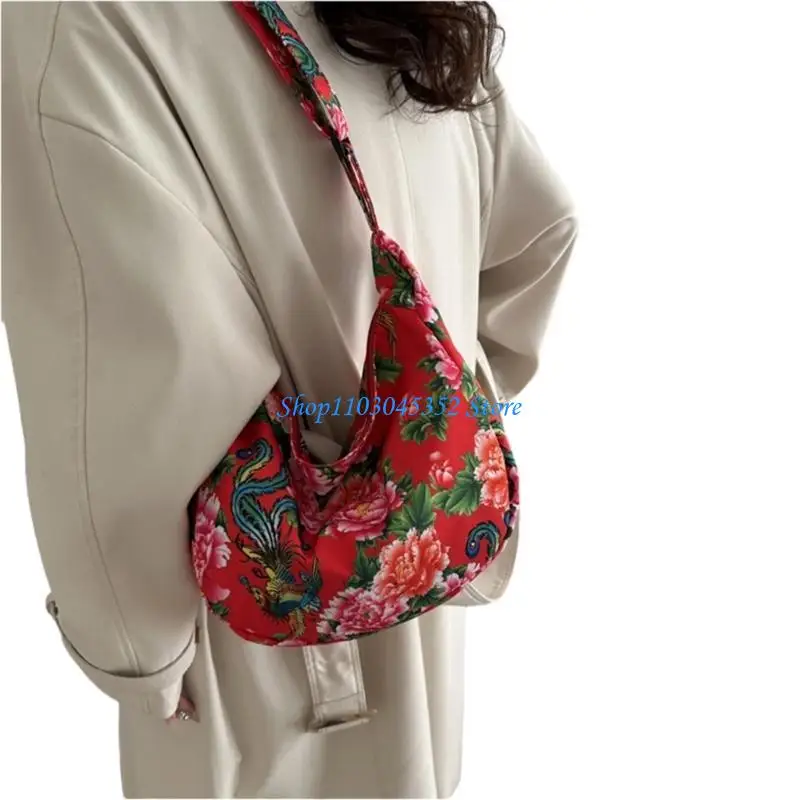 

A3PE Female All-matching Shoulder Bag Northeast Flower Crossbody Bag Women Large Capacity Bag Fashion Dumpling Bags