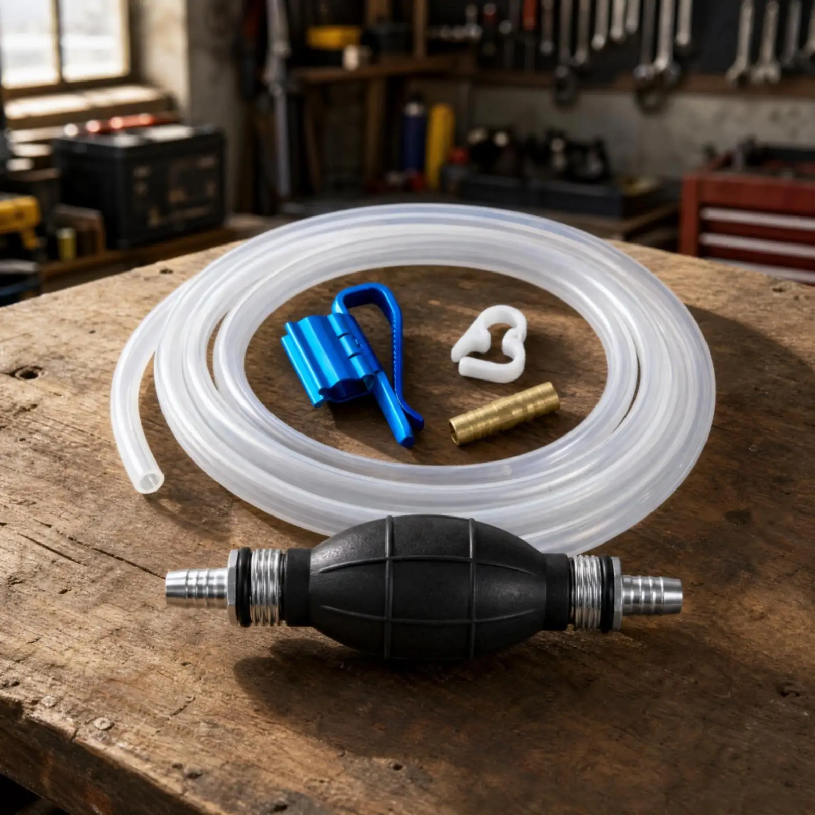 Manual Siphon Pump with Press Bulb Versatile Manual Oil Transfer pumptoolWay for Vehicle Refueling, Workshop, Household Liquid