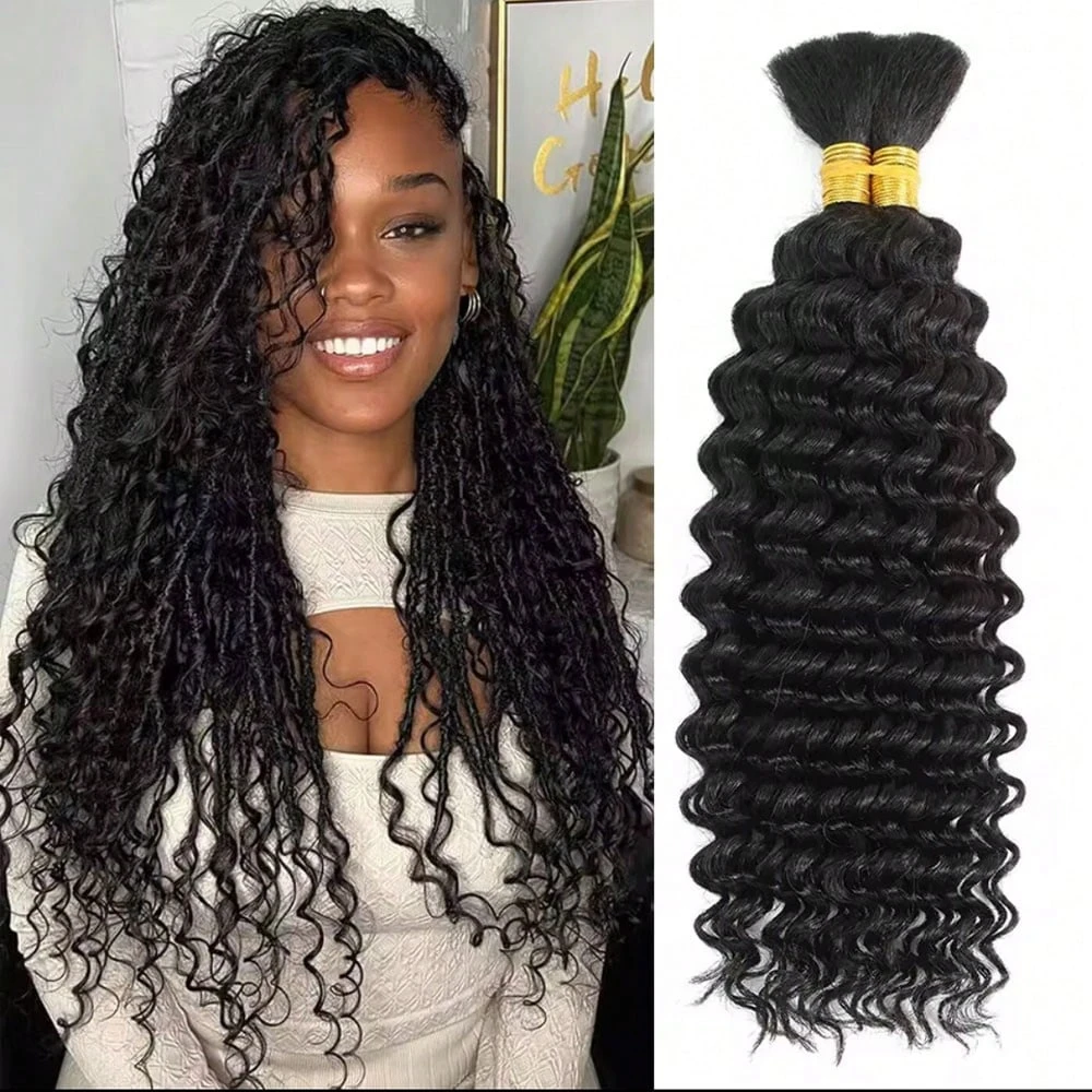 

Human Hair Deep Wave For Braiding Deep Curly Boho Braids Human Hair Brazilian Extensions Human Hair Pack of 2 bundles