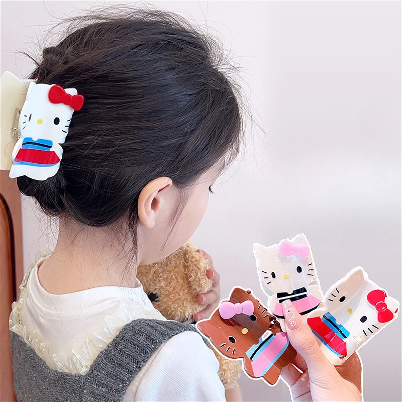 

Cute Large Full-body Hello Kitty Grab Acrylic Cartoon Headwear Accessories for Teenage Girl Heart Back Hair Grab Girl's Gifts