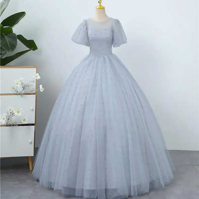 2023 nuevos vestidos De quinceañera clásico cuello redondo mangas Vintage Vestido De Debutante Mono Simple rebordear vestidos De baile personalizados