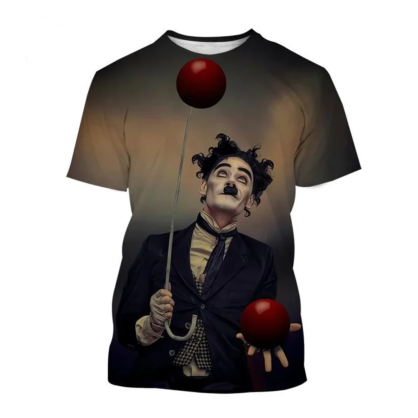 Charlie Chaplin 3D Pritn T Shirt Men's Women's T-shirt Personality Hip Hop Sreet Style 3D Printed Fun Oversized T Shirt