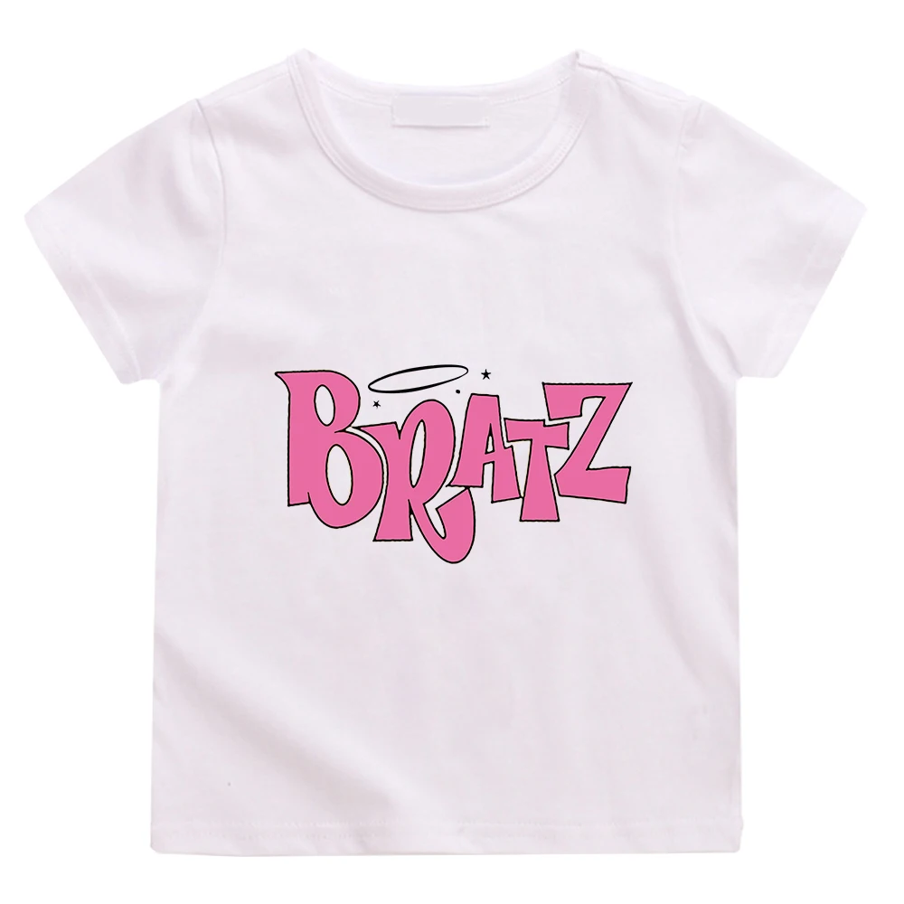 Bratz T Shirts Unisex Fashion Letter print T-shirt Kids Summer Clothes Kawaii Top Boy Casual 100%Cotton Girl Short Sleeve Tshirt