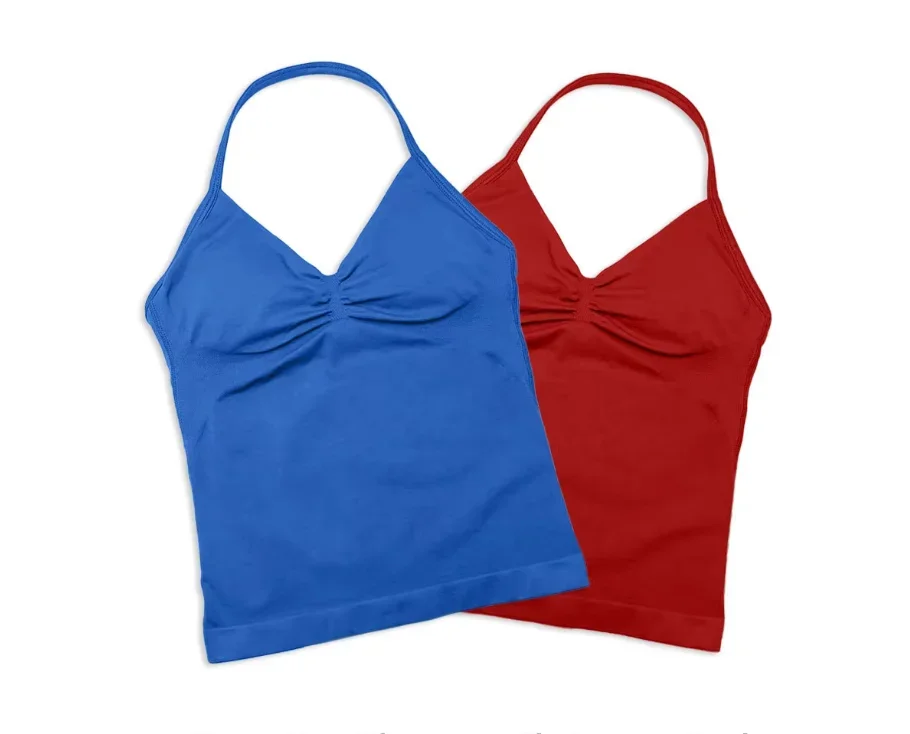 

Women's two-piece gym top, women's yoga clothes, push-ups, quick-drying workout clothes, solid-color fitness vest.