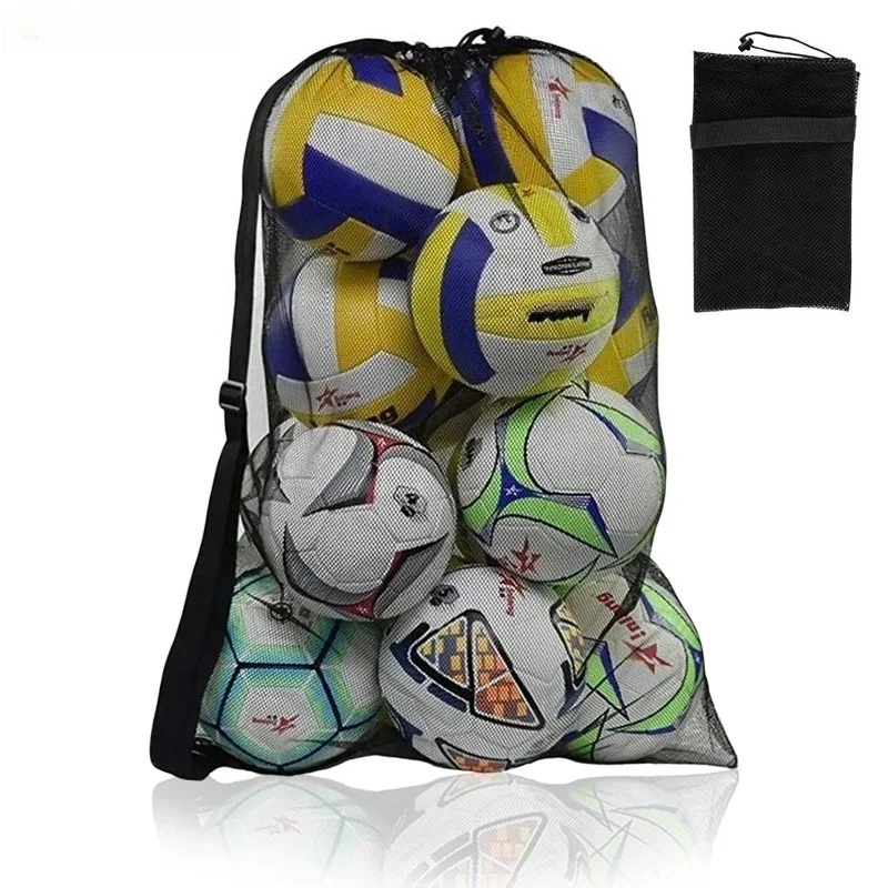 Bolsa de deporte de malla extragrande con cordón y bolsillo con cremallera para fútbol, baloncesto, voleibol, entrenamiento en el gimnasio