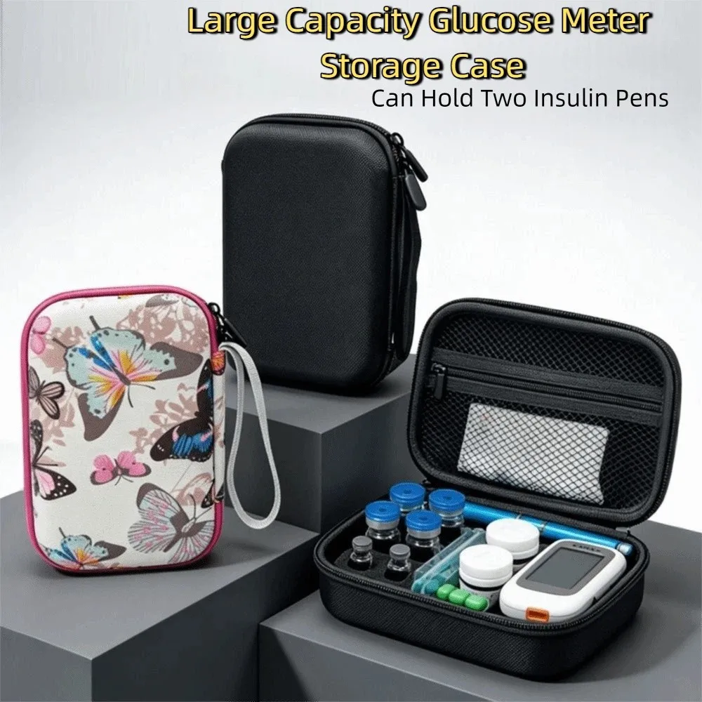 EVA Glucose Meter Storage Box Thickened Waterproof Insulin Vial Storage Case Shockproof Large Capacity Essential Oil Case