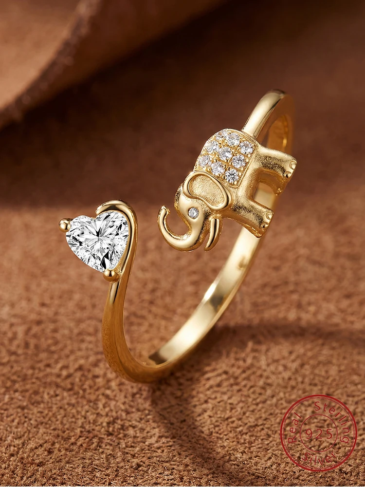 

Элегантное кольцо из стерлингового серебра 925 пробы с цирконом в форме сердца и слона для женщин, на годовщину, помолвку, роскошное ювелирное изделие высокого качества, подарок