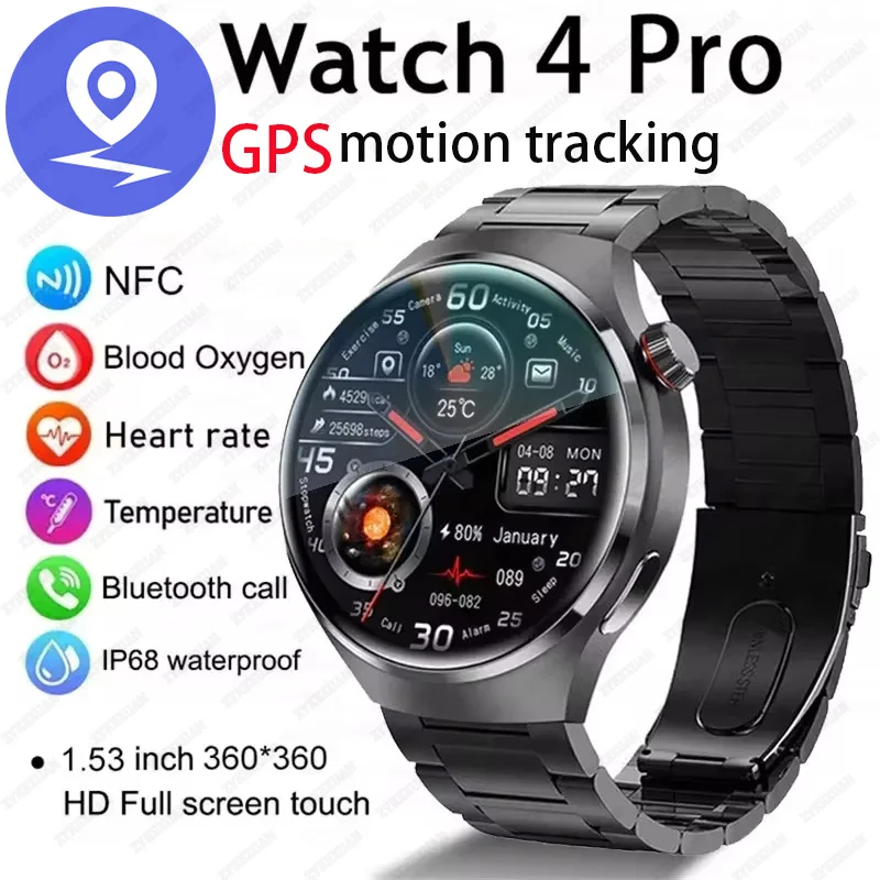 

Новинка мужские умные часы с GPS ДЛЯ Huawei GT4Pro 360*360 HD экран пульсометр Bluetooth звонки NFC IP68 Водонепроницаемые Смарт-часы с оксигеном крови