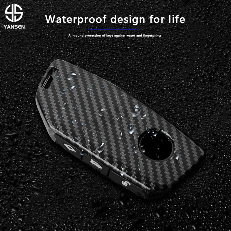 Carbon Fiber Pattern Key Case Cover For BMW G60 X6 U06 G01 Keyring Keychain Key Fob Accessories