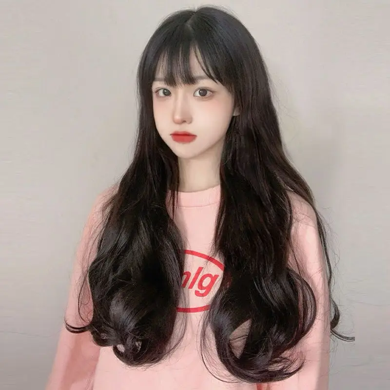 Lolita pruik - lang krullend menselijk haar, natuurlijk volume, realistische volledige hoofd cosplay pruik voor vrouwen, gezicht-framante golven