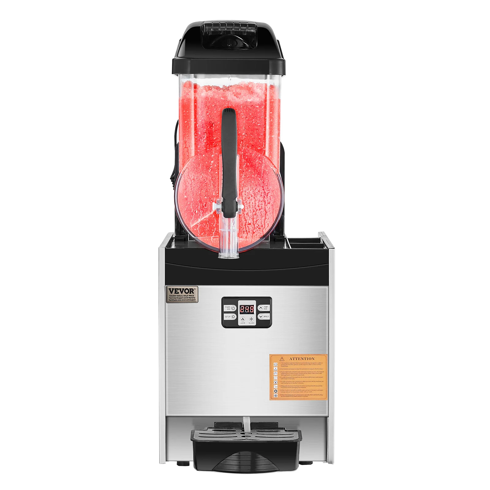 SucceBuy Kommerzielle Slushy-Maschine, 12 l, Einzeltank, gefrorene Getränkemaschine, 48 Tassen, Edelstahl, Margarita Smoothie Slushie-Maker