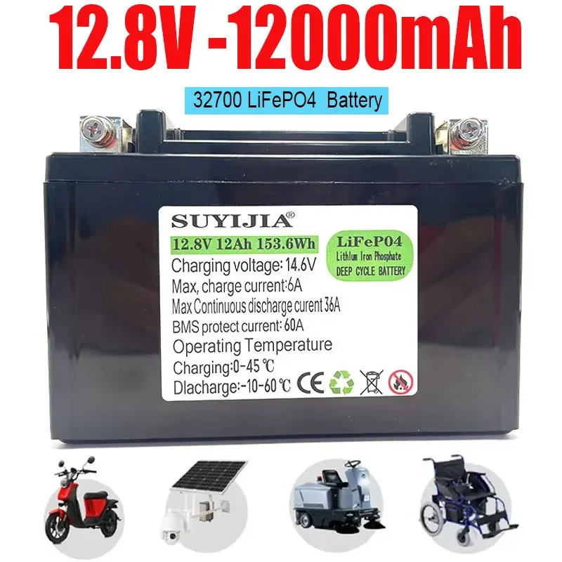 

32700 LiFePO4 аккумулятор для мотоцикла аккумулятор для электромобиля 12,8 В 12000 мАч с BMS 12 В литий-фосфатный скутер солнечный аккумулятор