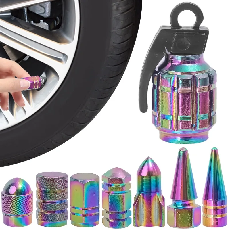 Colorful Valve Stems Caps Tire Cap Aluminum Wheels Cover For Car Valve Plugs For Wheels Nipple Caps For Auto Motorcycle Bike